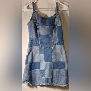 Patchwork Denim Midi Dress